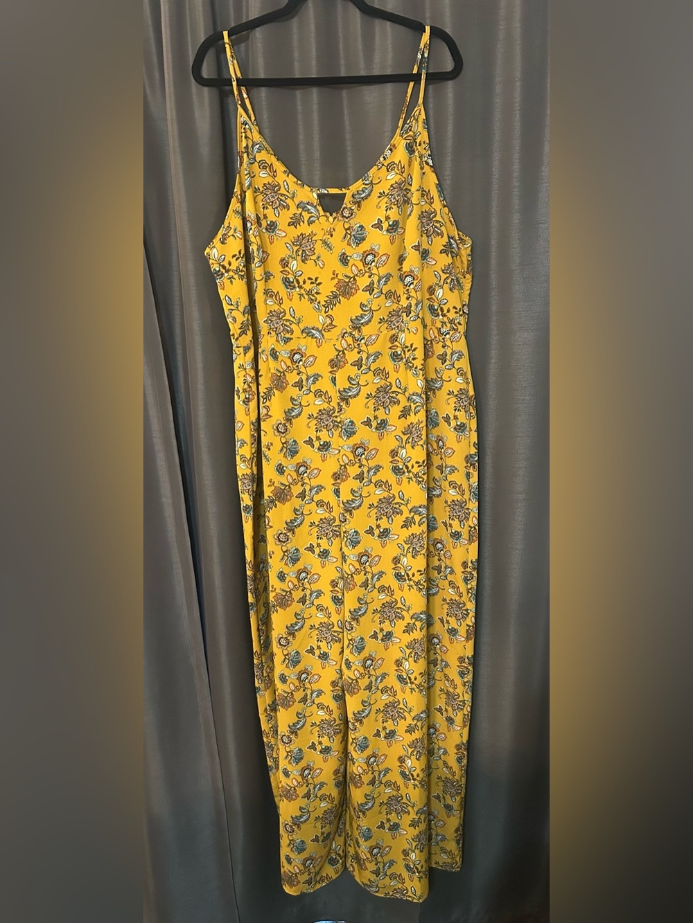 Forever 21 Yellow Floral Spaghetti-Strap Maxi Dress